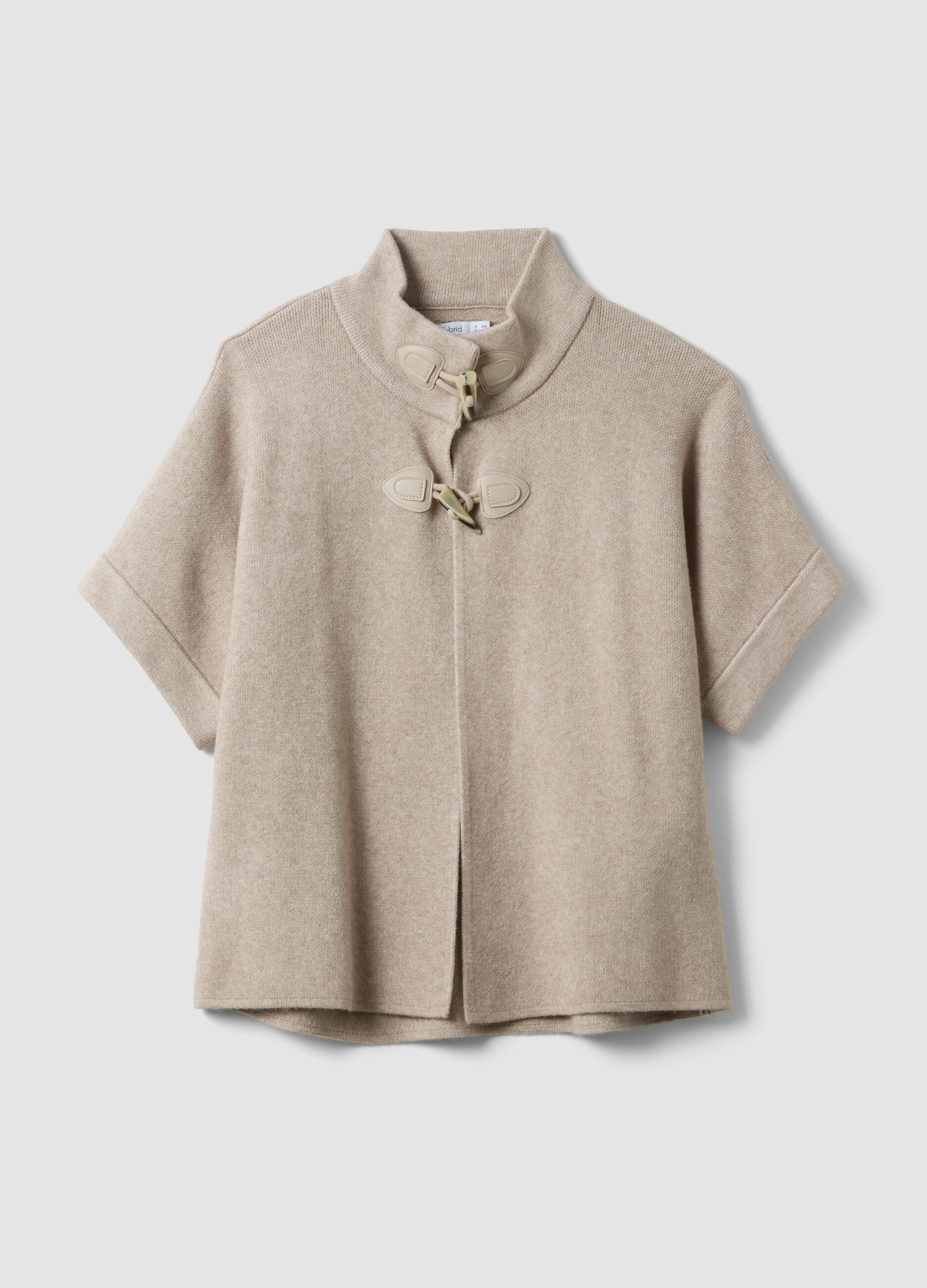 Cardigan beige in misto viscosa con alamari regular fit