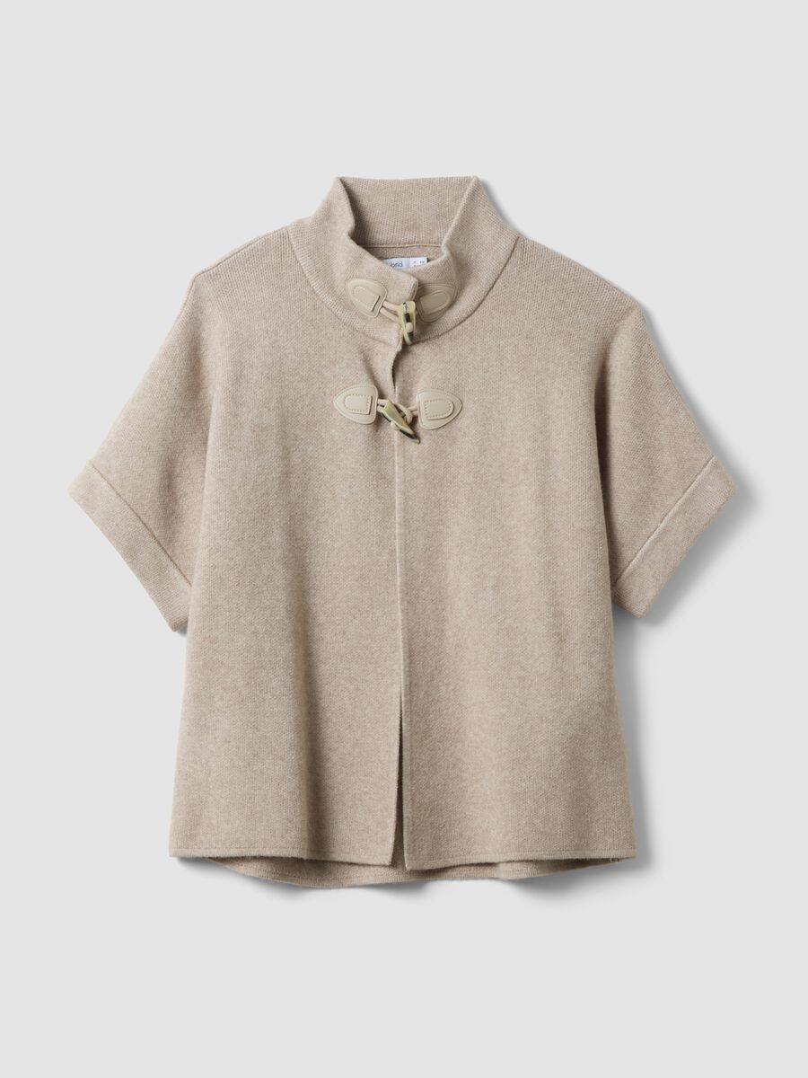 Cardigan beige in misto viscosa con alamari regular fit_0