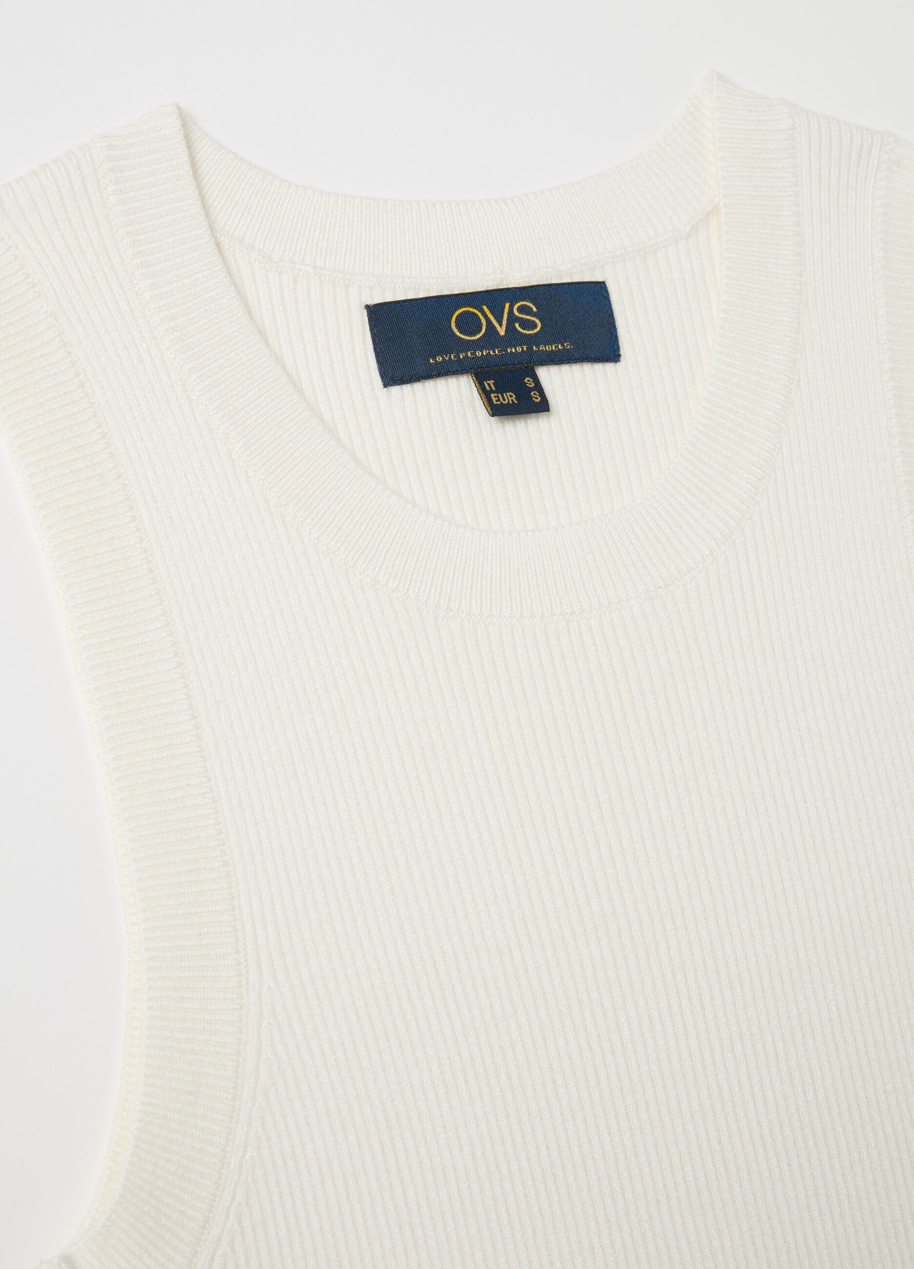 Ribbed tank top with halter neck
