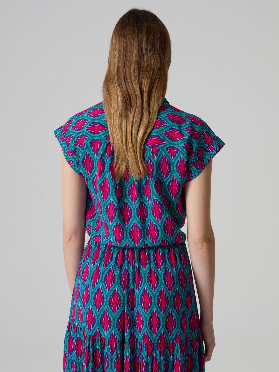 Short-sleeved blouse with print and drawstring_2