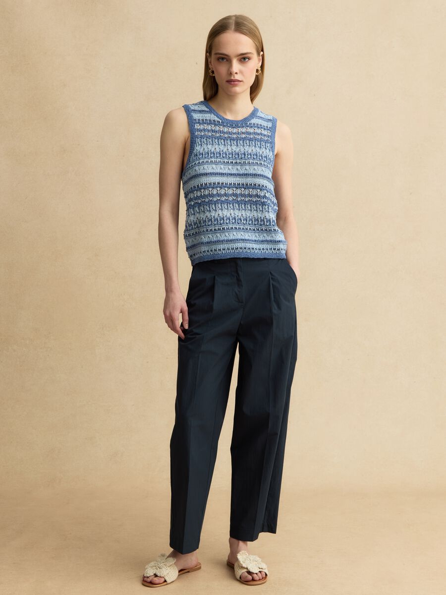Tank top in crochet di misto cotone multicolor regular fit_1