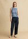 Multicolour cotton blend regular fit tank top with perforated texture_1