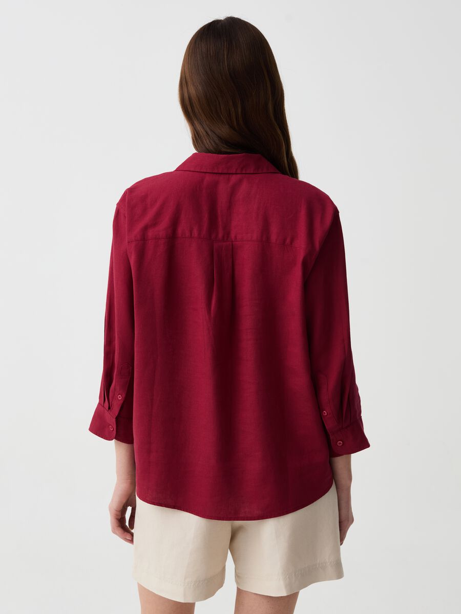 Viscose and linen blouse with polo neck_2