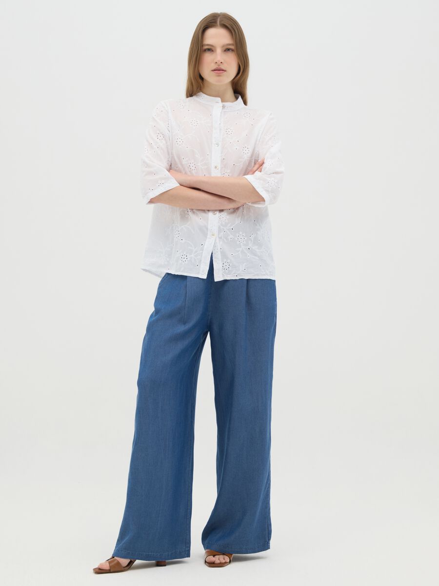 Women's White Pure Cotton Regular Fit Shirt_1