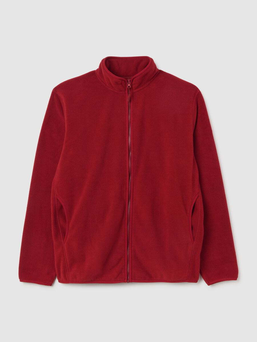 Felpa in pile rossa regular fit con zip_4