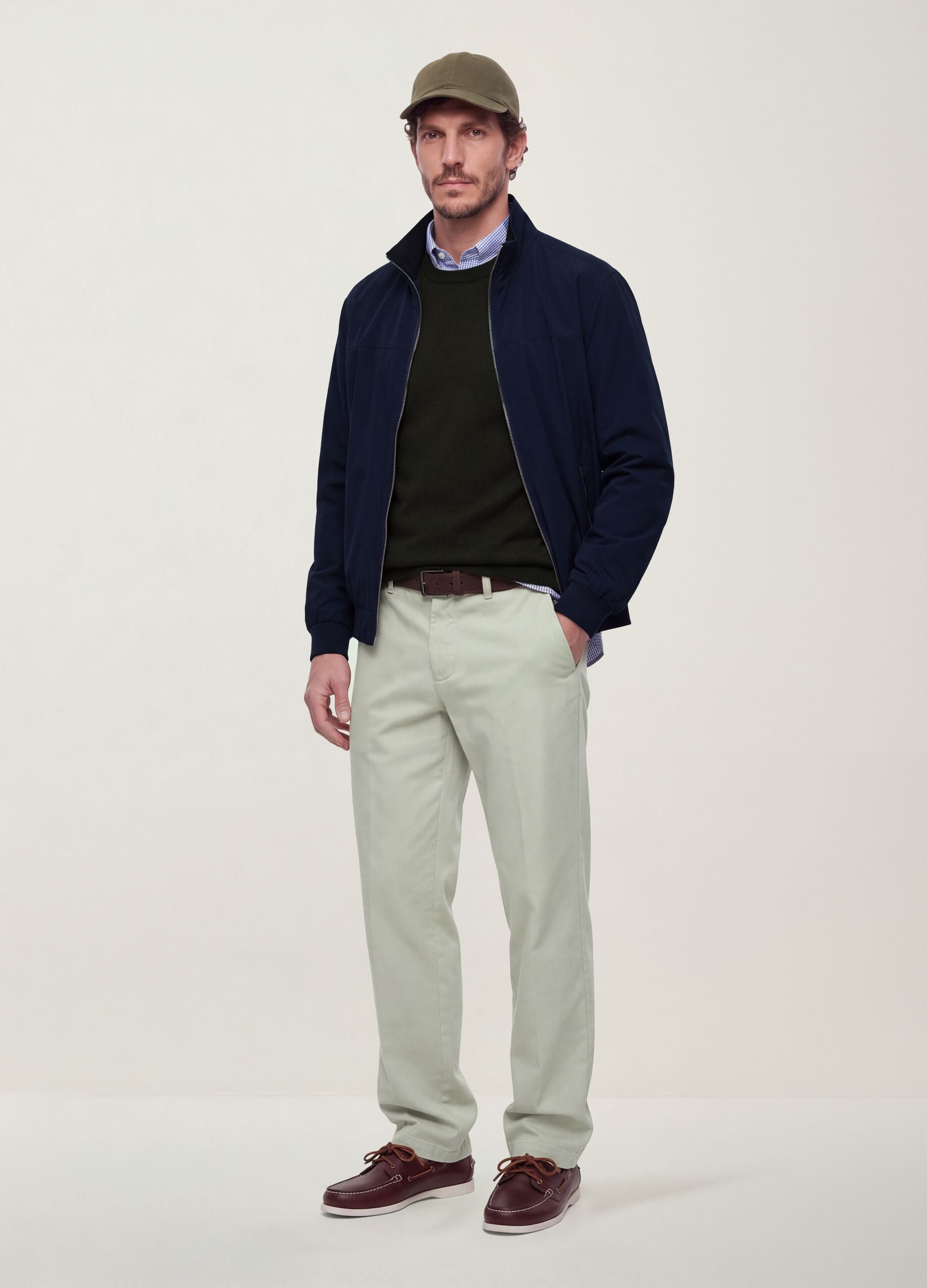Pantaloni chino beige in puro cotone regular fit