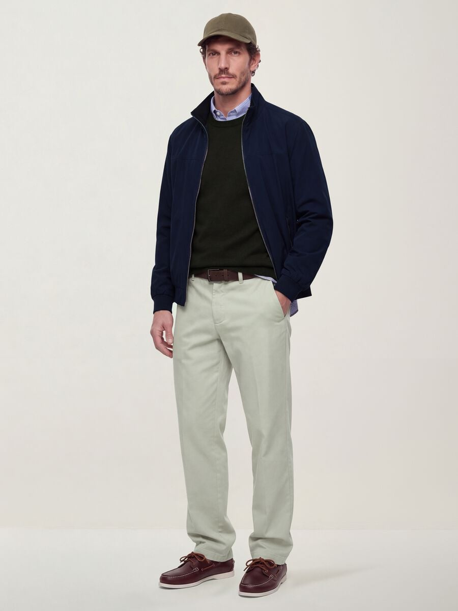 Pantaloni chino beige in puro cotone regular fit_0