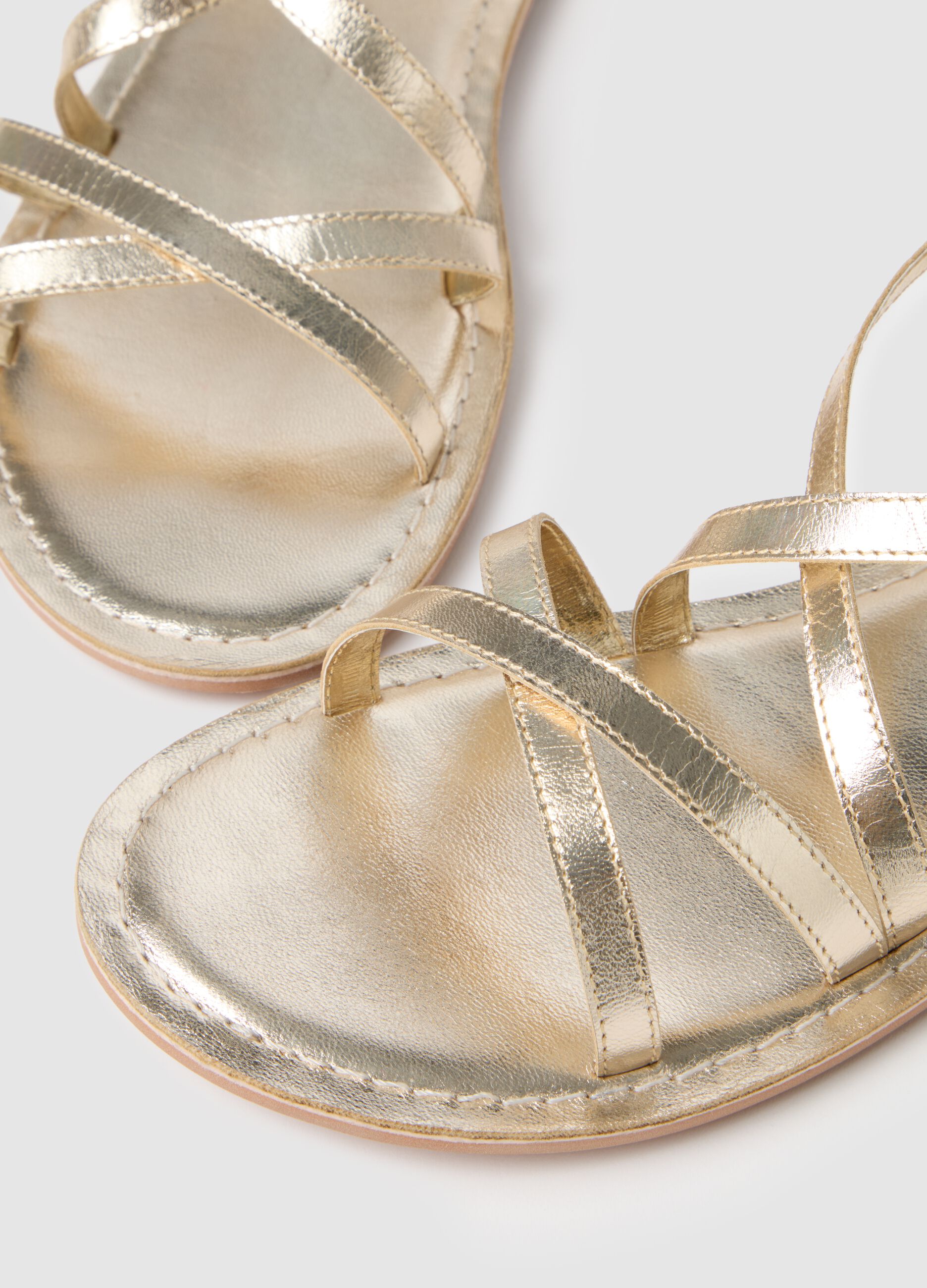Sandali da donna in vera pelle oro