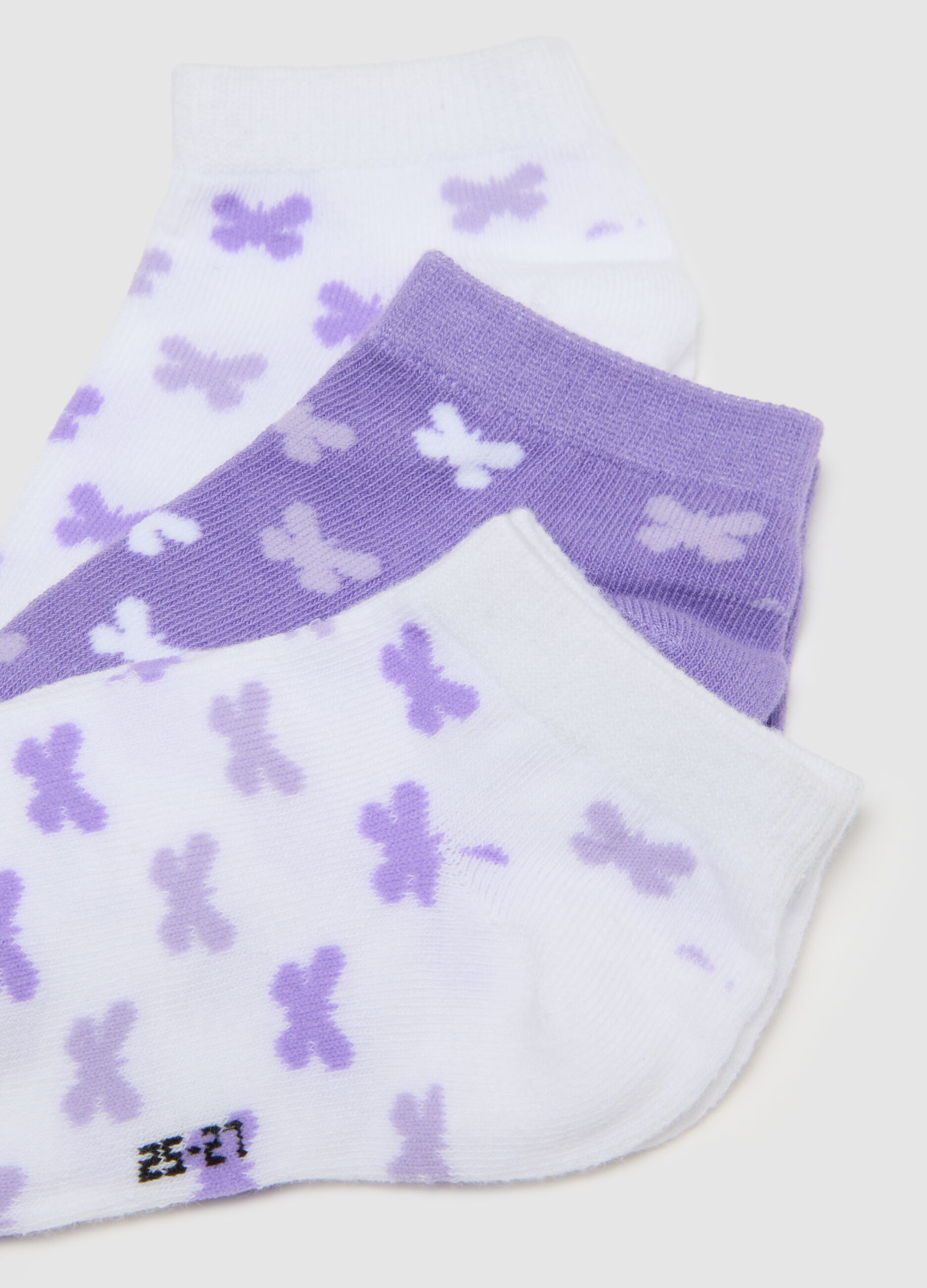 Calzini da bambina in misto cotone multicolor elasticizzati bianchi e viola