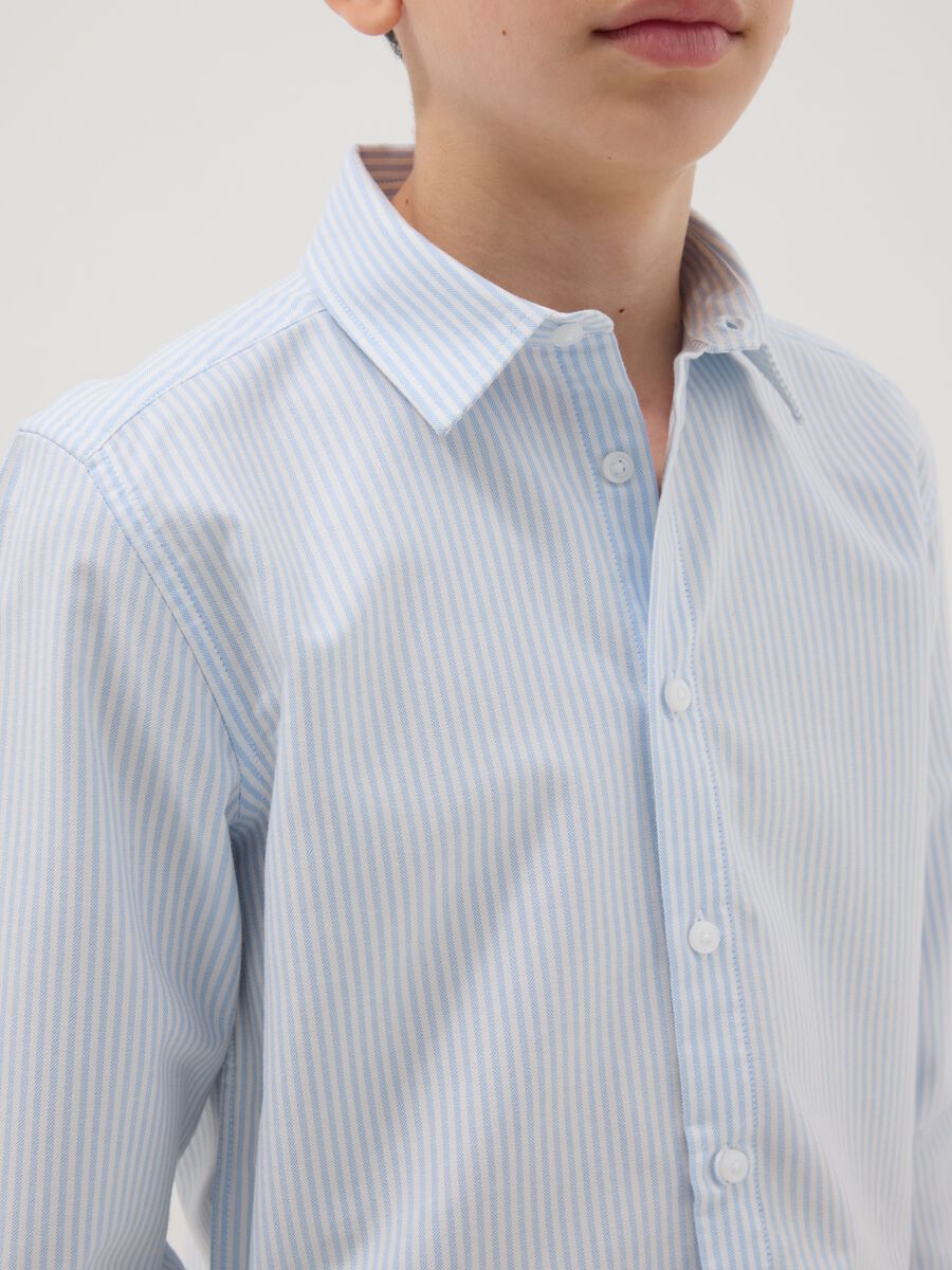 Camicia in puro cotone a righe multicolor da ragazzo regular fit_1