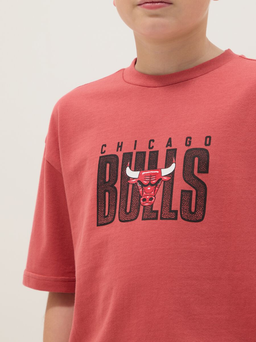 Kids' Red Pure Cotton Oversize Fit Chicago Bulls T-shirt_2