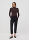 Brown fitted viscose-blend jumper with mock neck_1