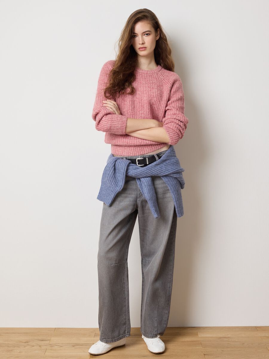 Maglione rosa a coste regular fit_1