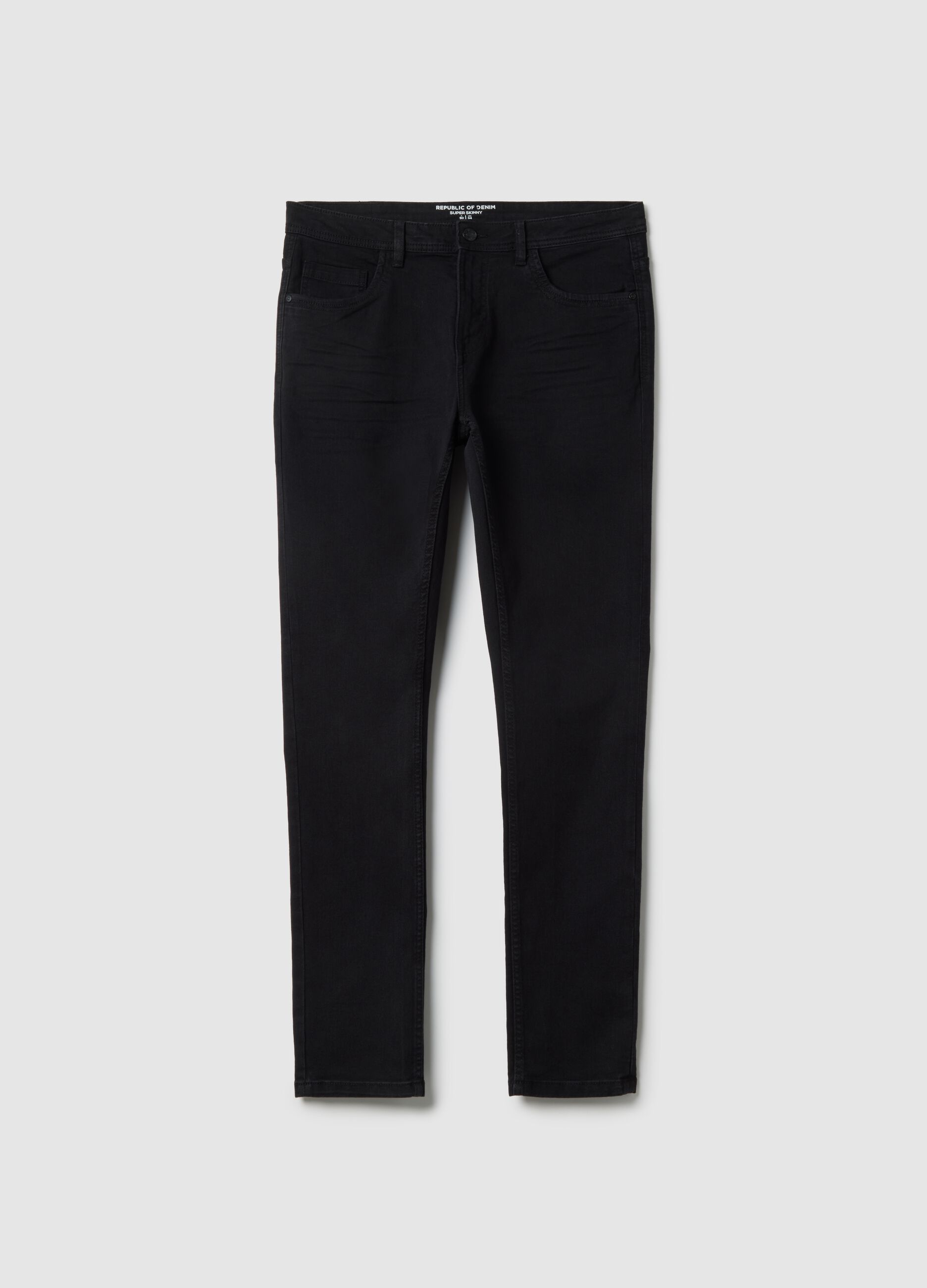 Black Super Skinny Cotton Blend Jeans