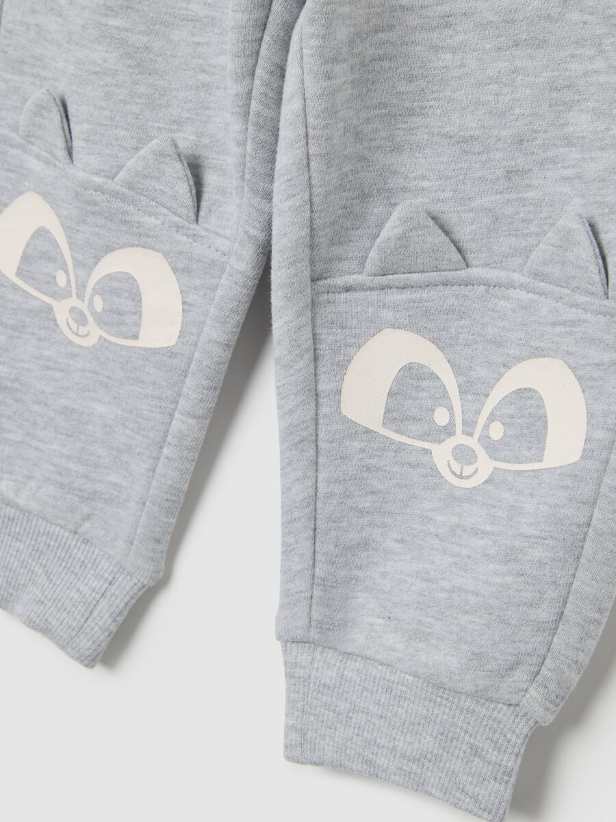 Pantaloni jogger grigi da bimbo in misto cotone regular fit con stampa_3