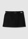 Black regular fit mini skirt with belt_4
