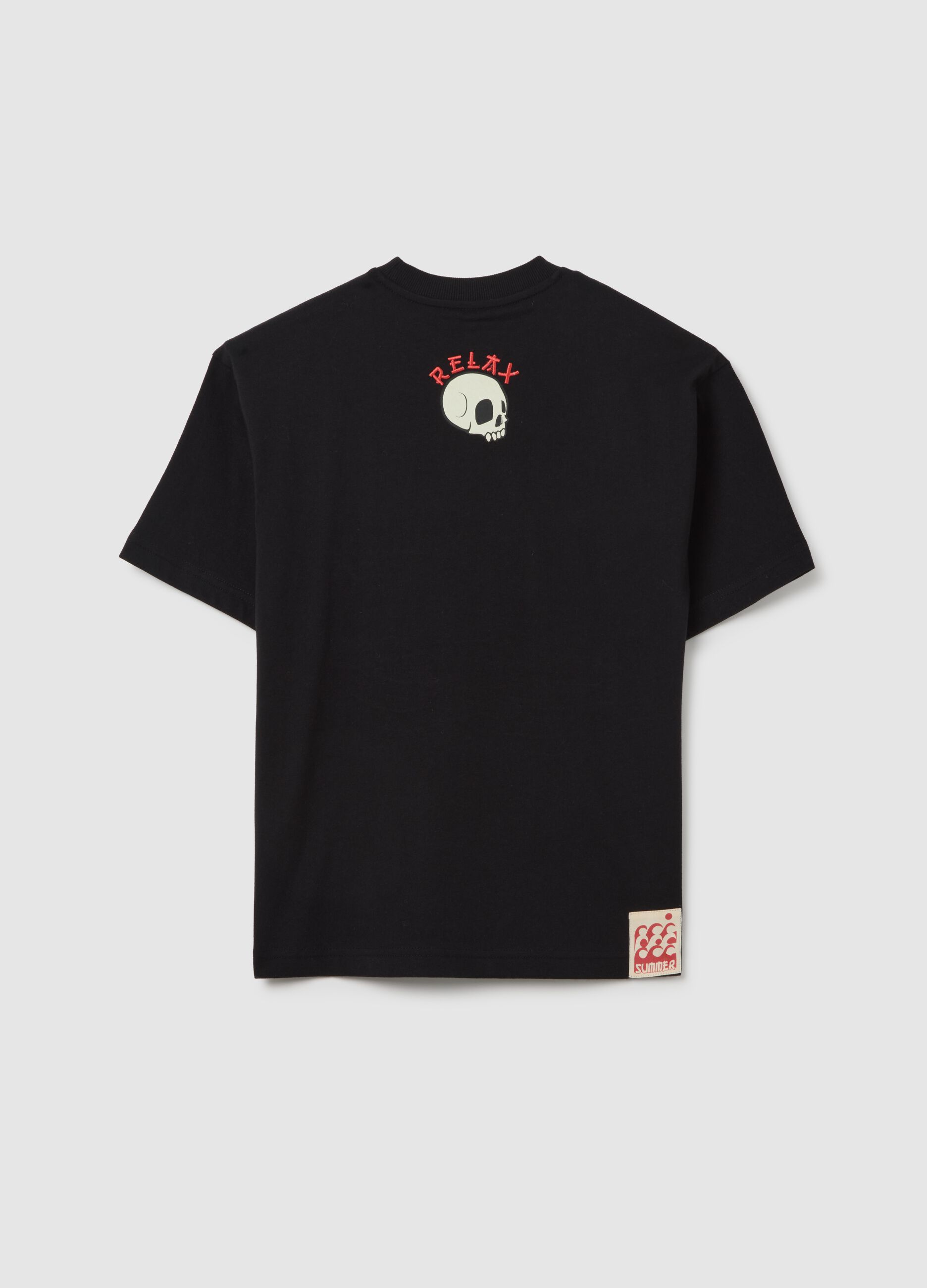 Boy's pure cotton black regular fit T-shirt with print