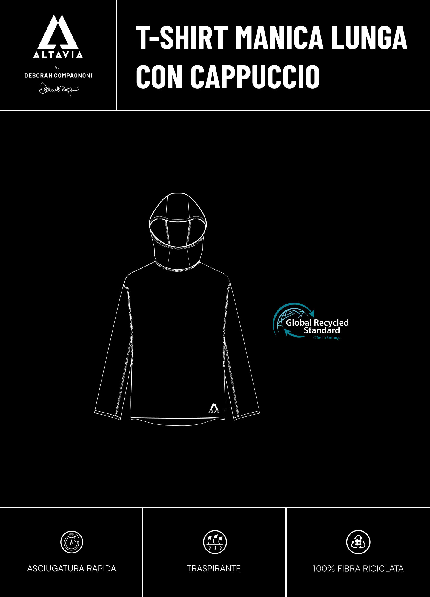 Long Sleeve Hooded T-shirt ALTAVIA WITH DEBORAH COMPAGNONI