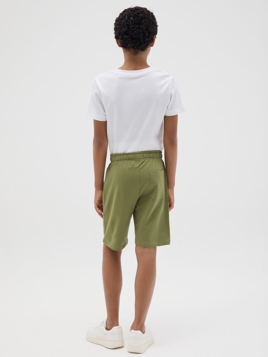 Shorts da ragazzo in puro cotone verde regular fit_1