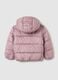 Girls' padded pink jacket in fabric with zip and buttons_1