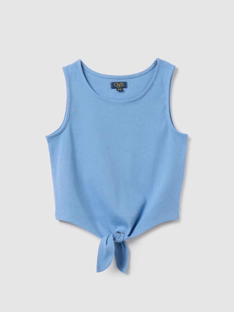 Blue tank top with knot in stretch cotton OVS Kids_3