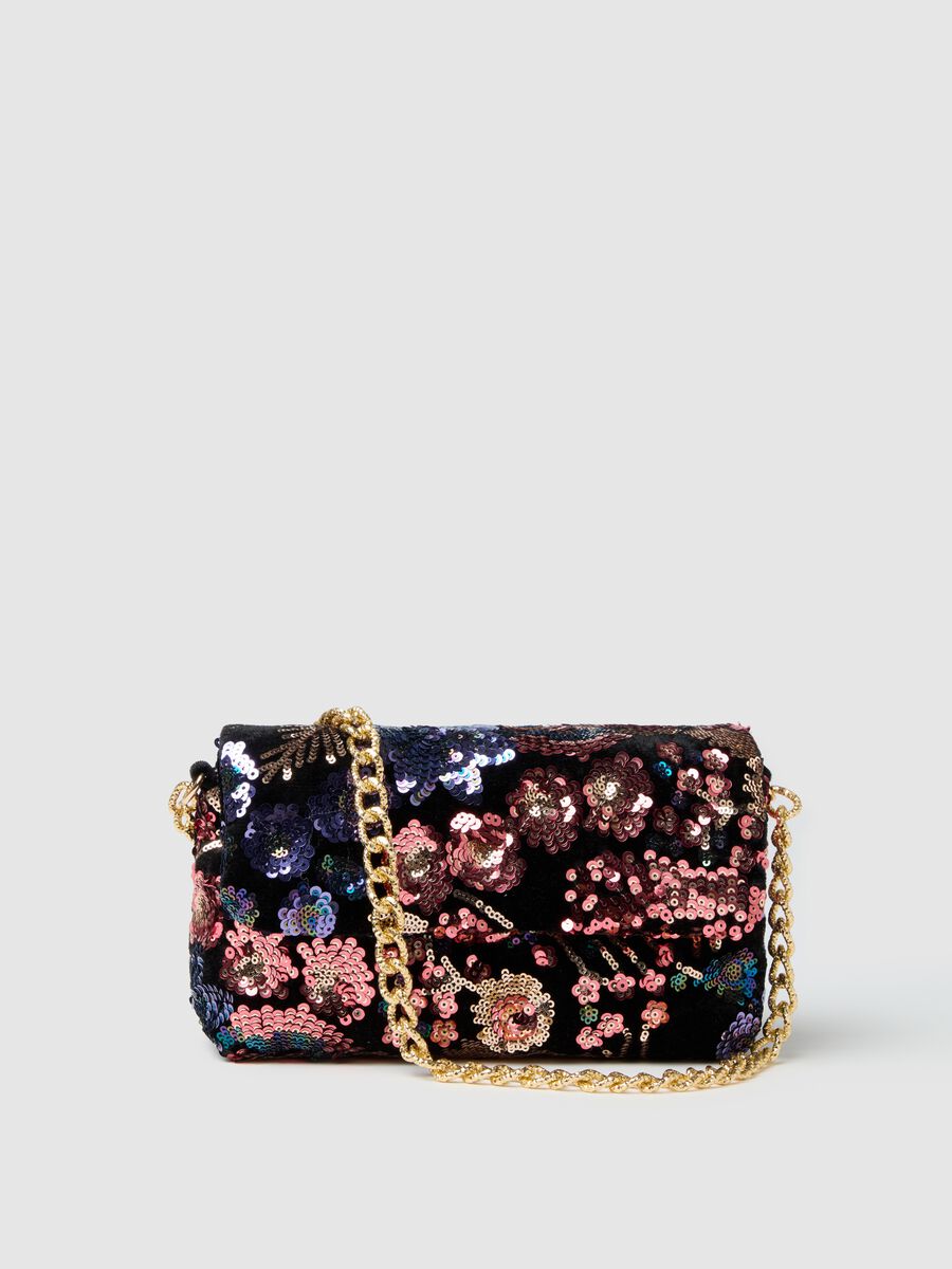Borsa pochette in velluto multicolor con paillettes_0