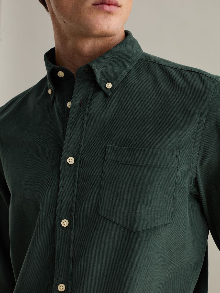 Corduroy shirt with button-down collar_3