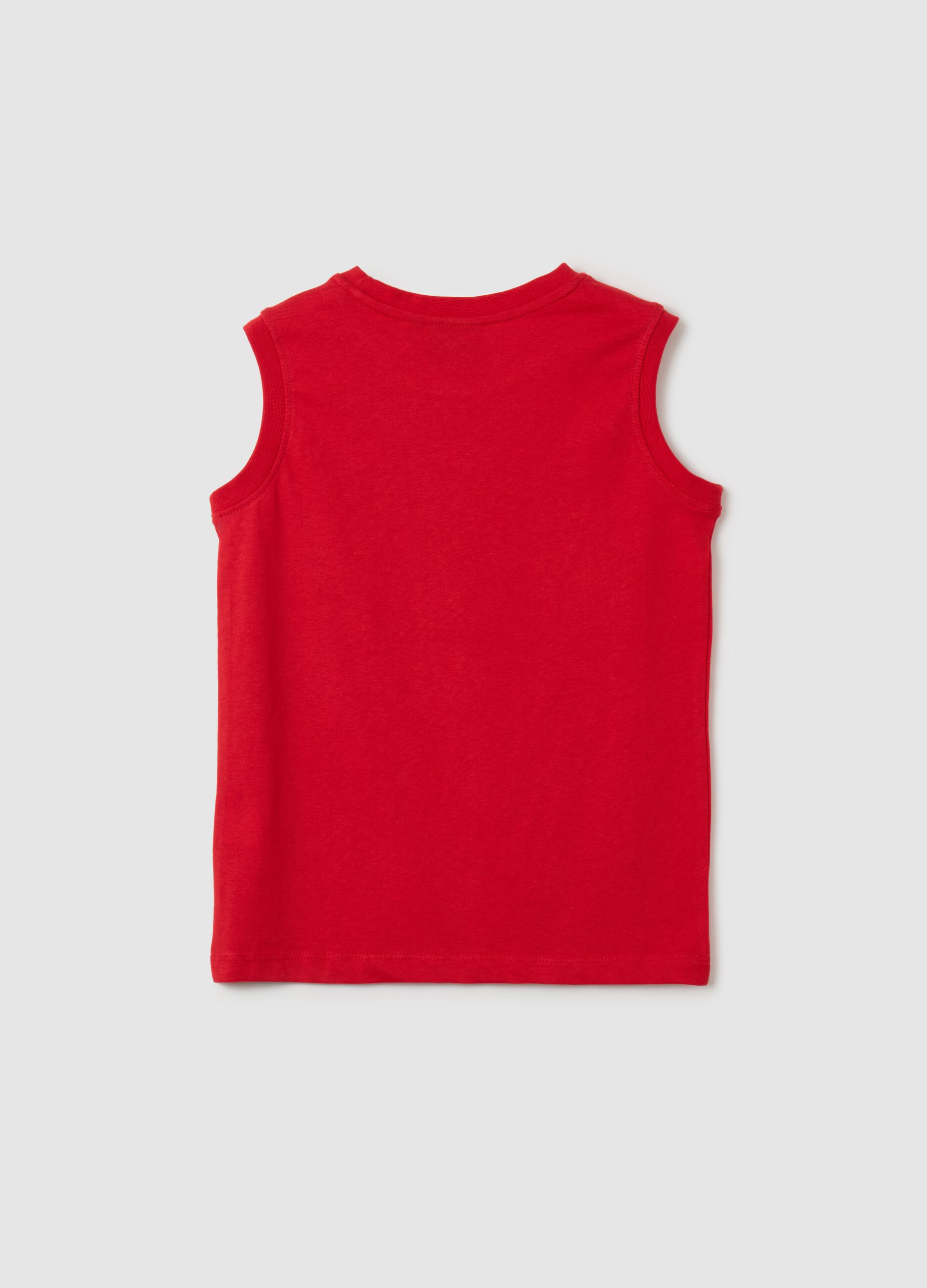 Red pure cotton regular fit child's vest with Chicago Bulls print
