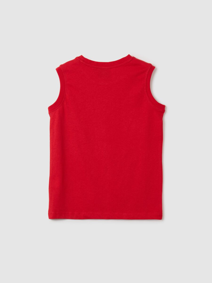 Red pure cotton regular fit child's vest with Chicago Bulls print_1