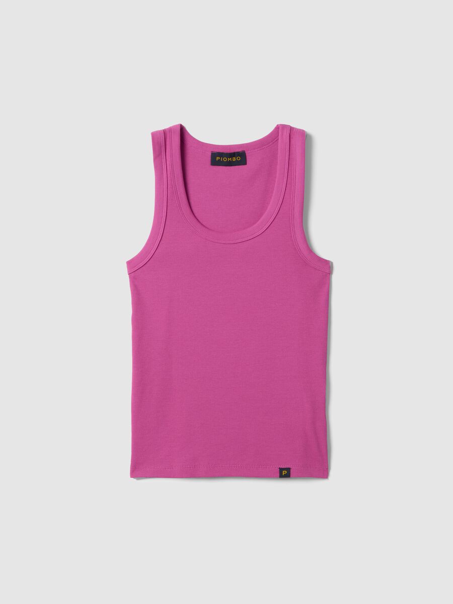 Tank top in cotone elasticizzato rosa regular fit_4