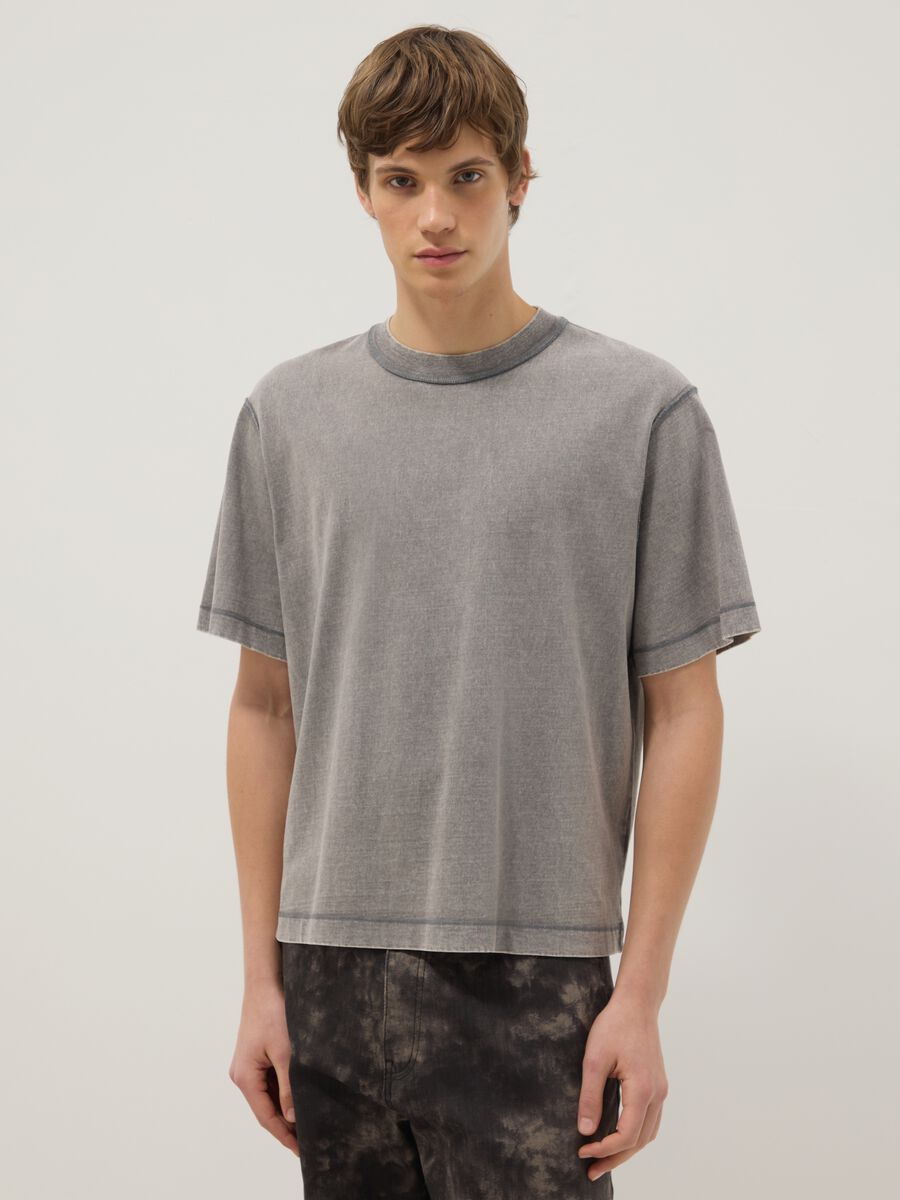 T-shirt in puro cotone grigio boxy fit_1