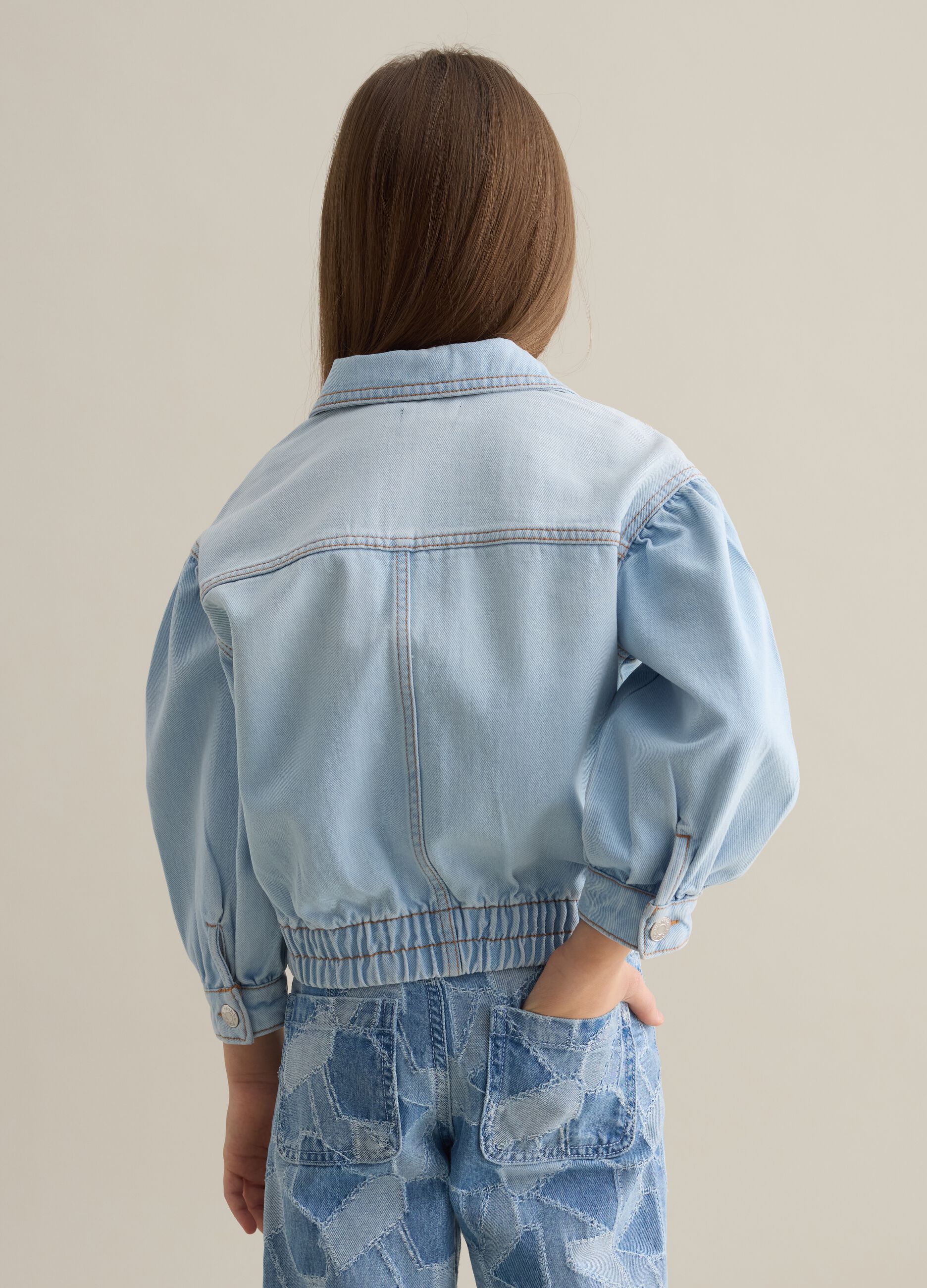 Denim jacket with pockets and logo embroidery