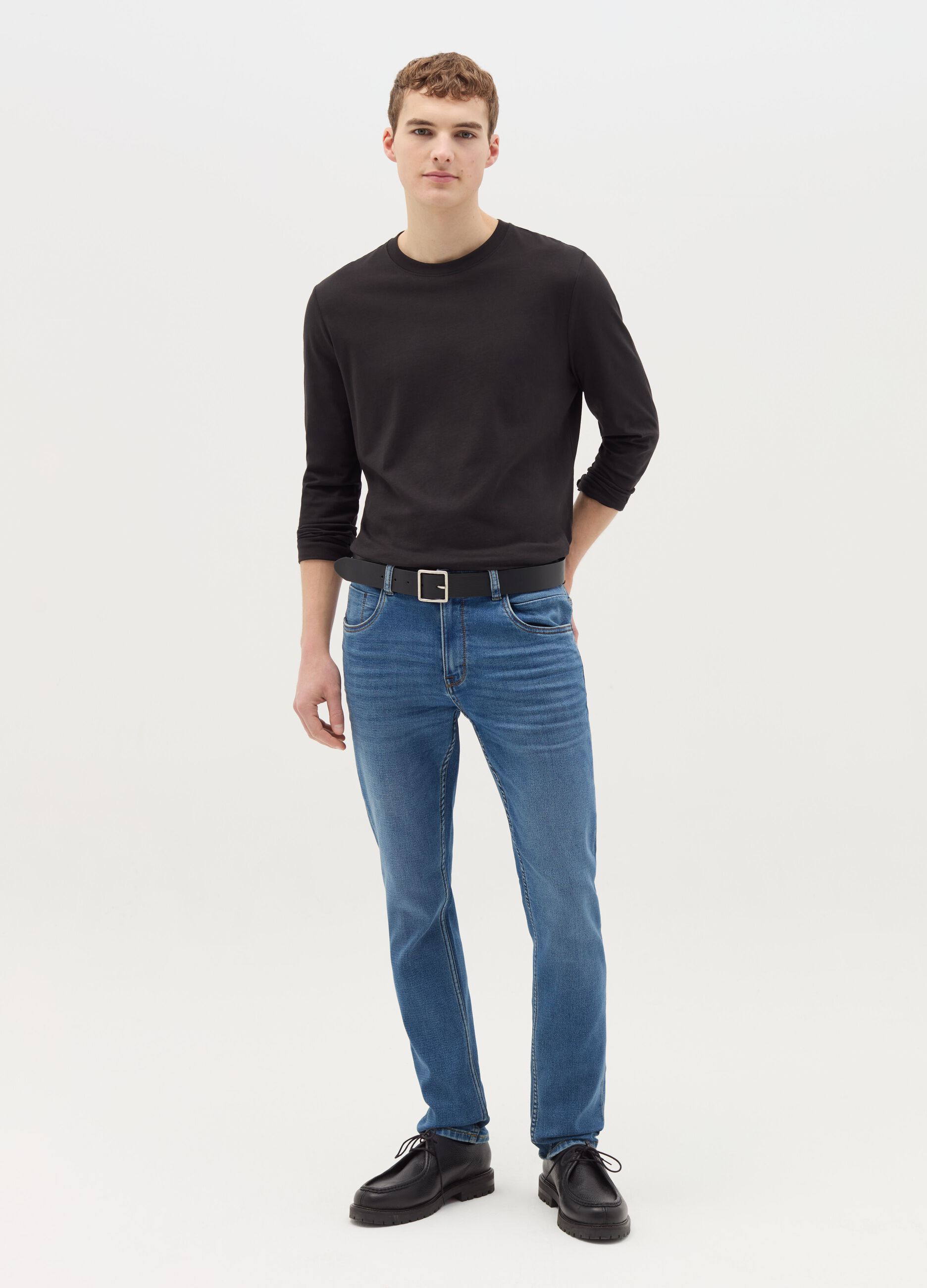 Skinny-fit jeans with fading