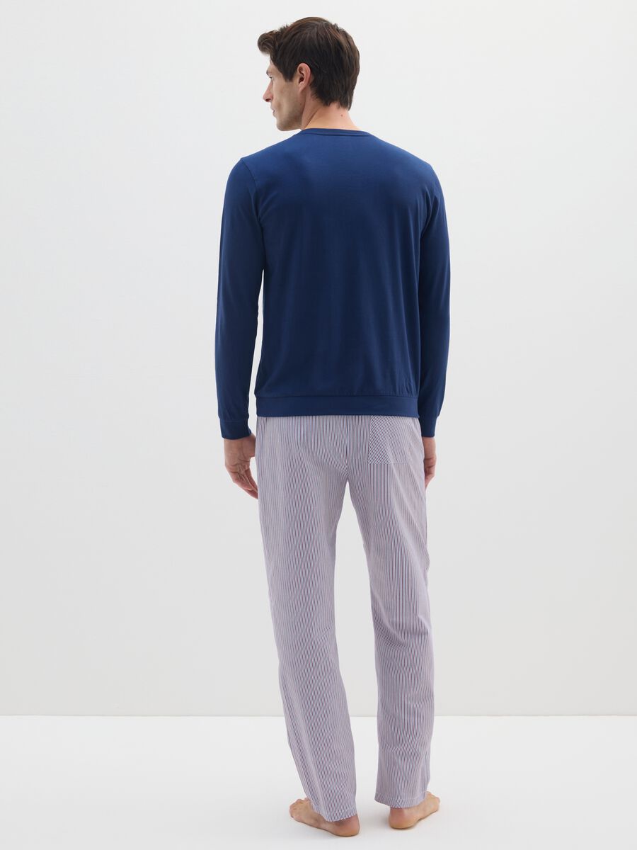 Pigiama lungo a righe multicolor in puro cotone regular fit_2