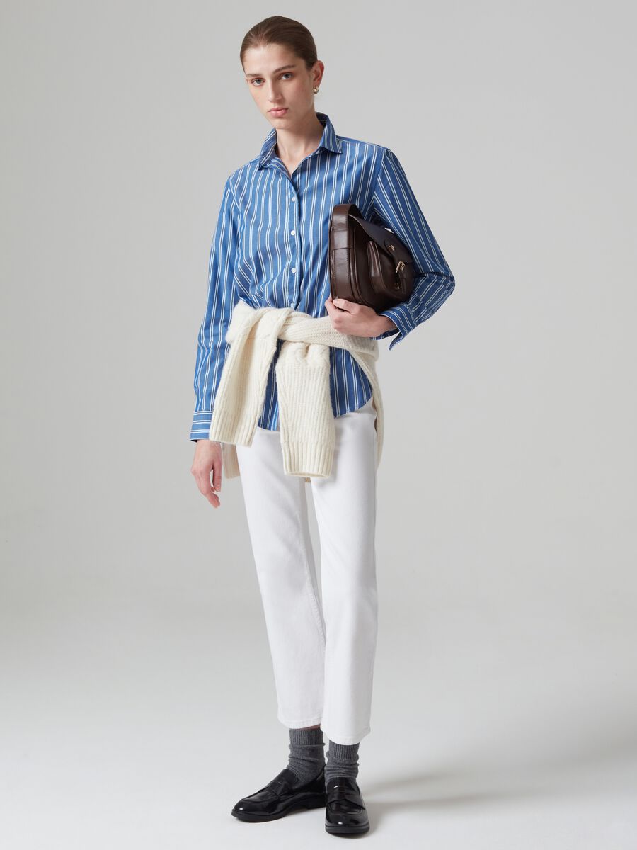 Camicia in cotone a righe_0