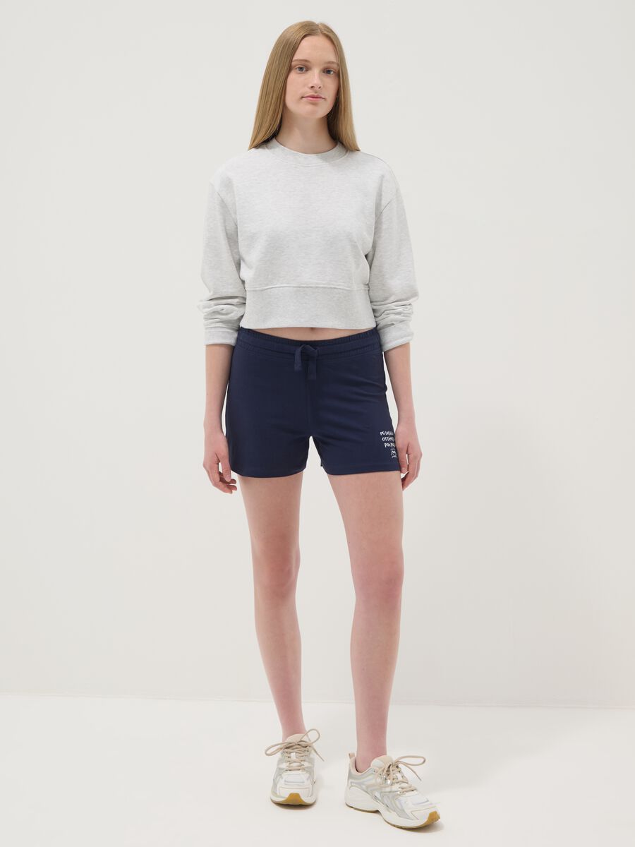Girls&rsquo; blue pure cotton shorts with elasticated waistband_0