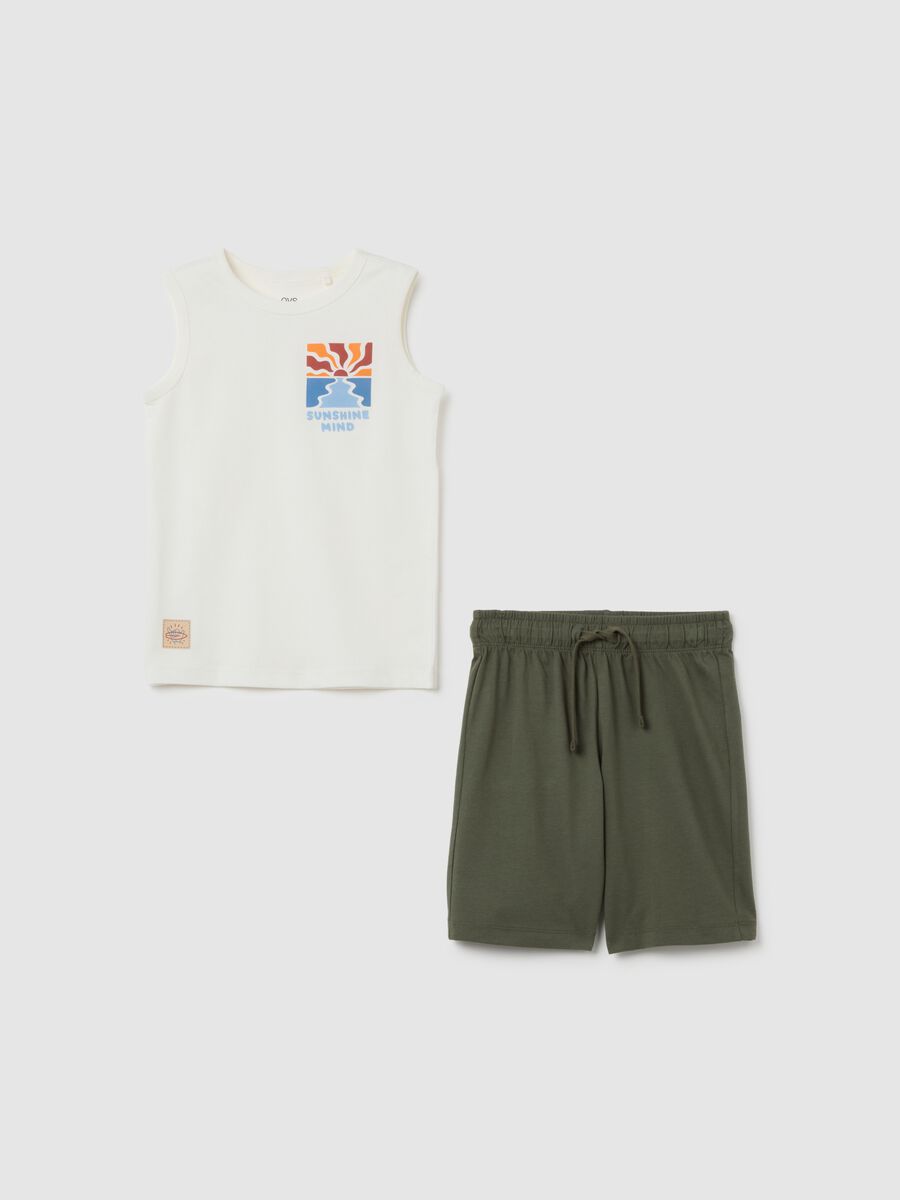 Children's summer set in pure white cotton, regular fit_0
