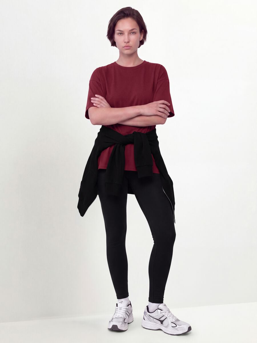Red crew-neck T-shirt in stretch cotton-modal blend, regular fit_1
