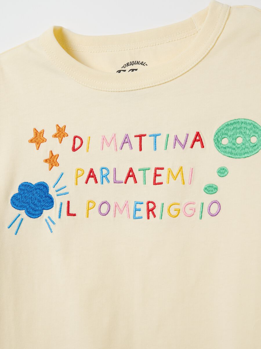 Yellow "Di mattina parlatemi il pomeriggio" T-shirt in cotton_5