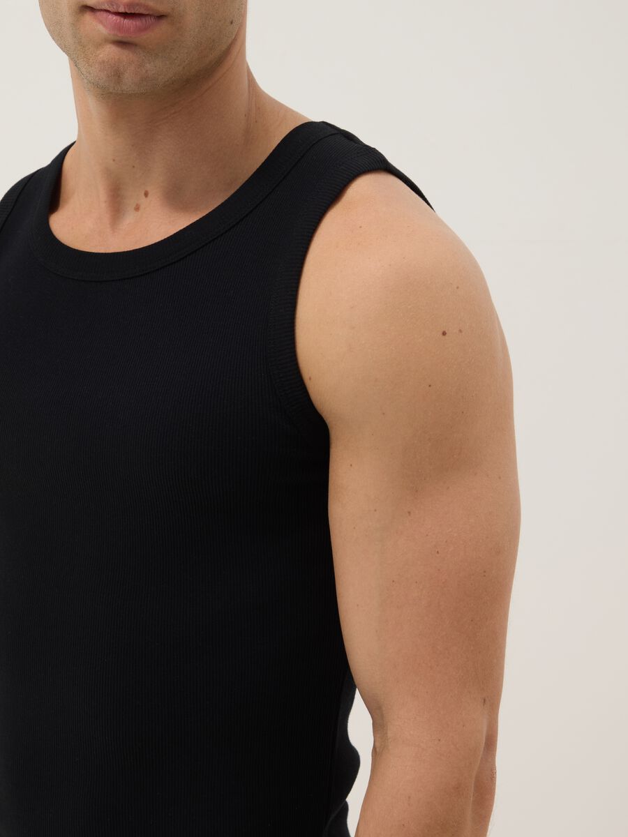 Canotta in puro cotone nero regular fit_3