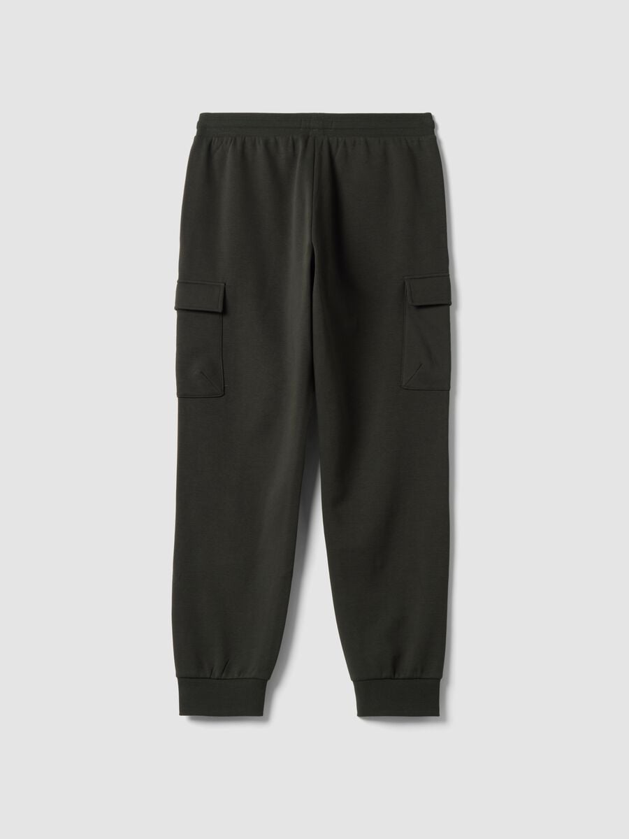 Pantaloni jogger cargo grigi in misto cotone con coulisse regular fit_2