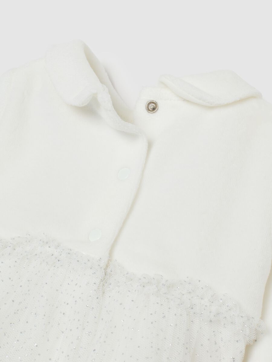 Infant dress in white cotton blend regular fit with glitter_3