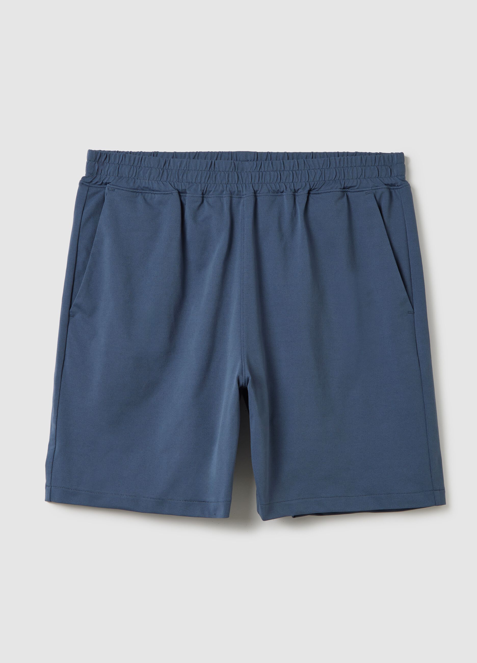Blue Bermuda joggers in stretch fabric