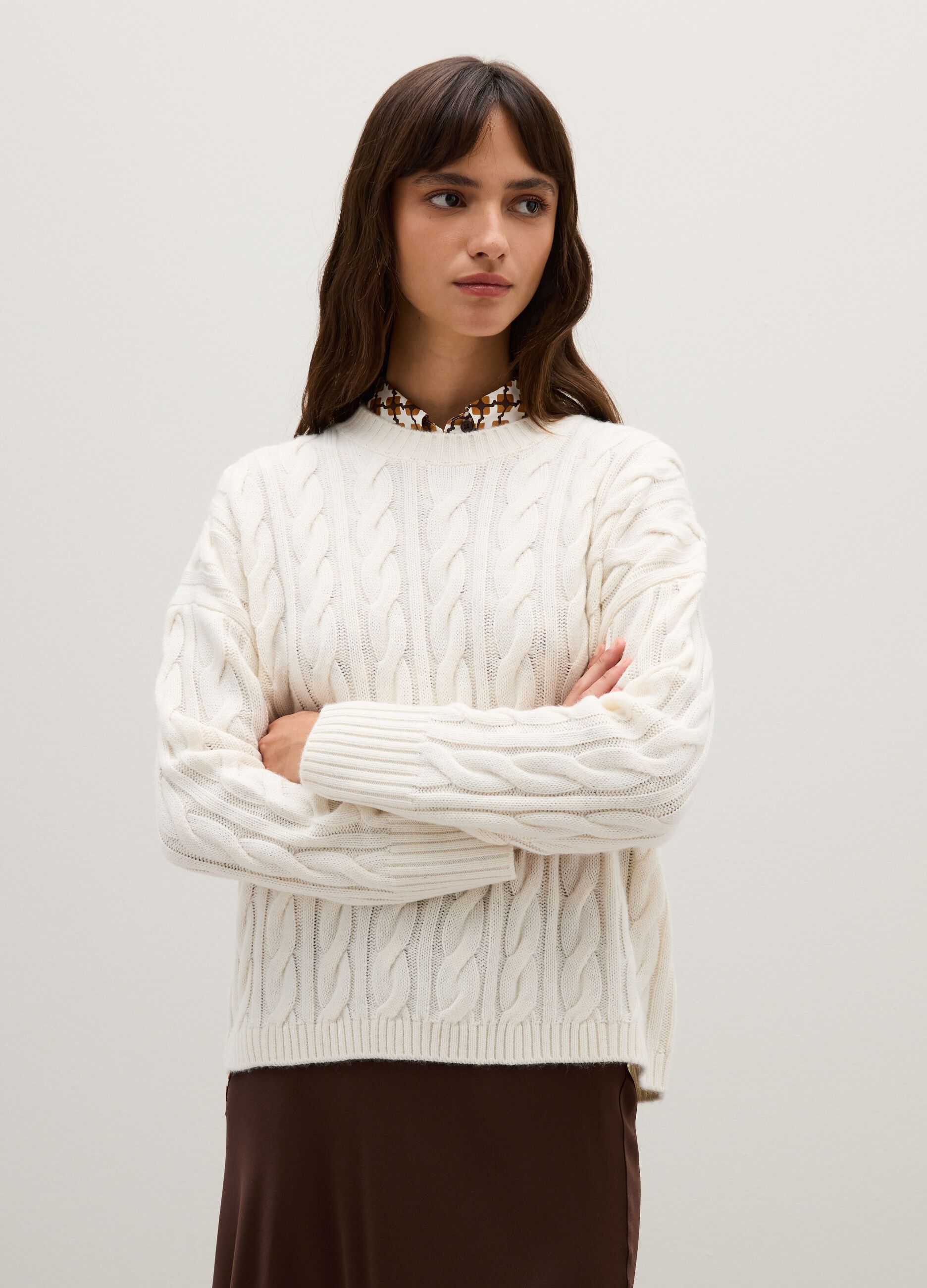 Maglione in misto lana bianco regular fit