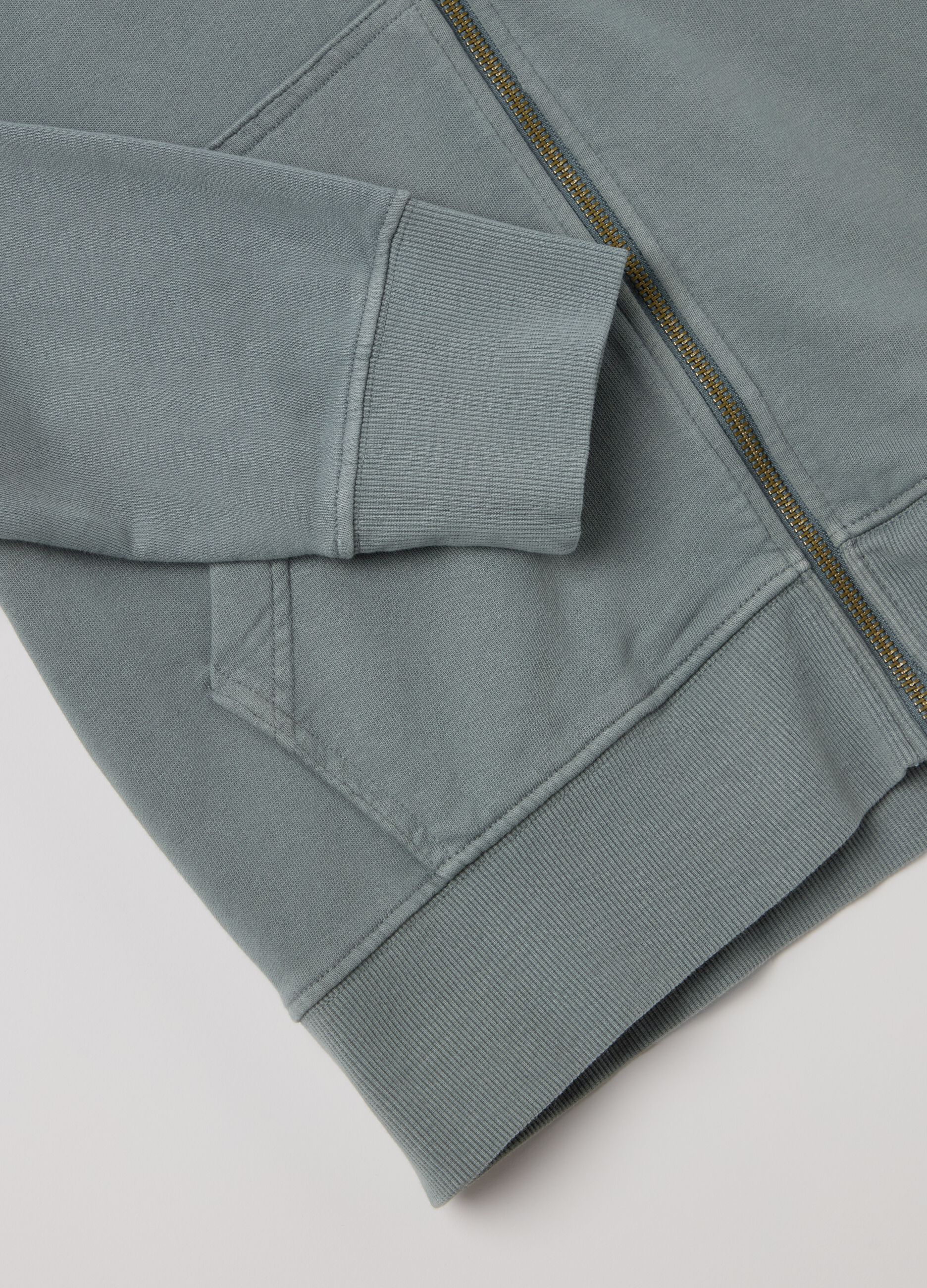 Full-zip sweatshirt in cotton with hood