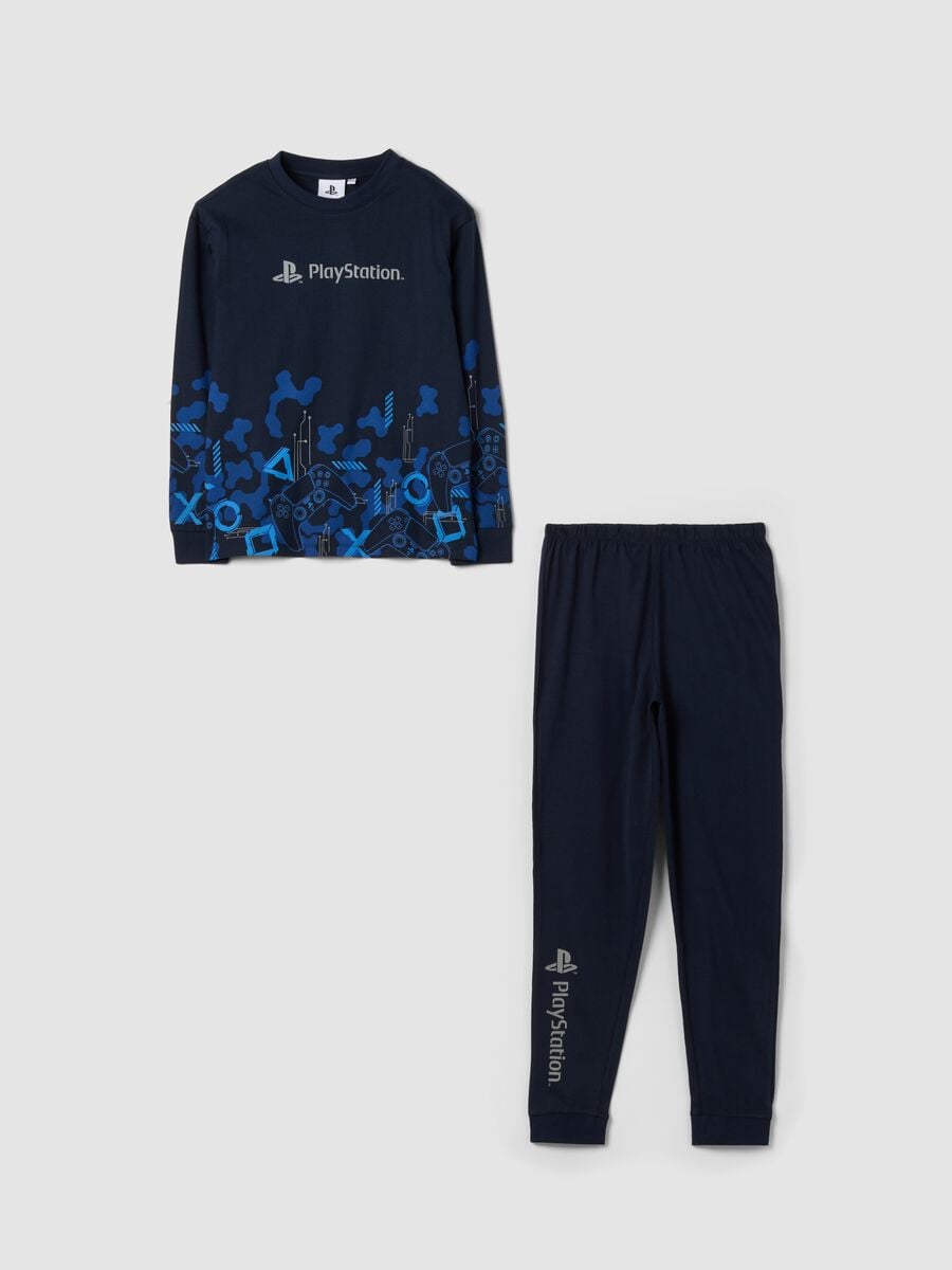 Pigiama blu in puro cotone organico con stampa Playstation_0