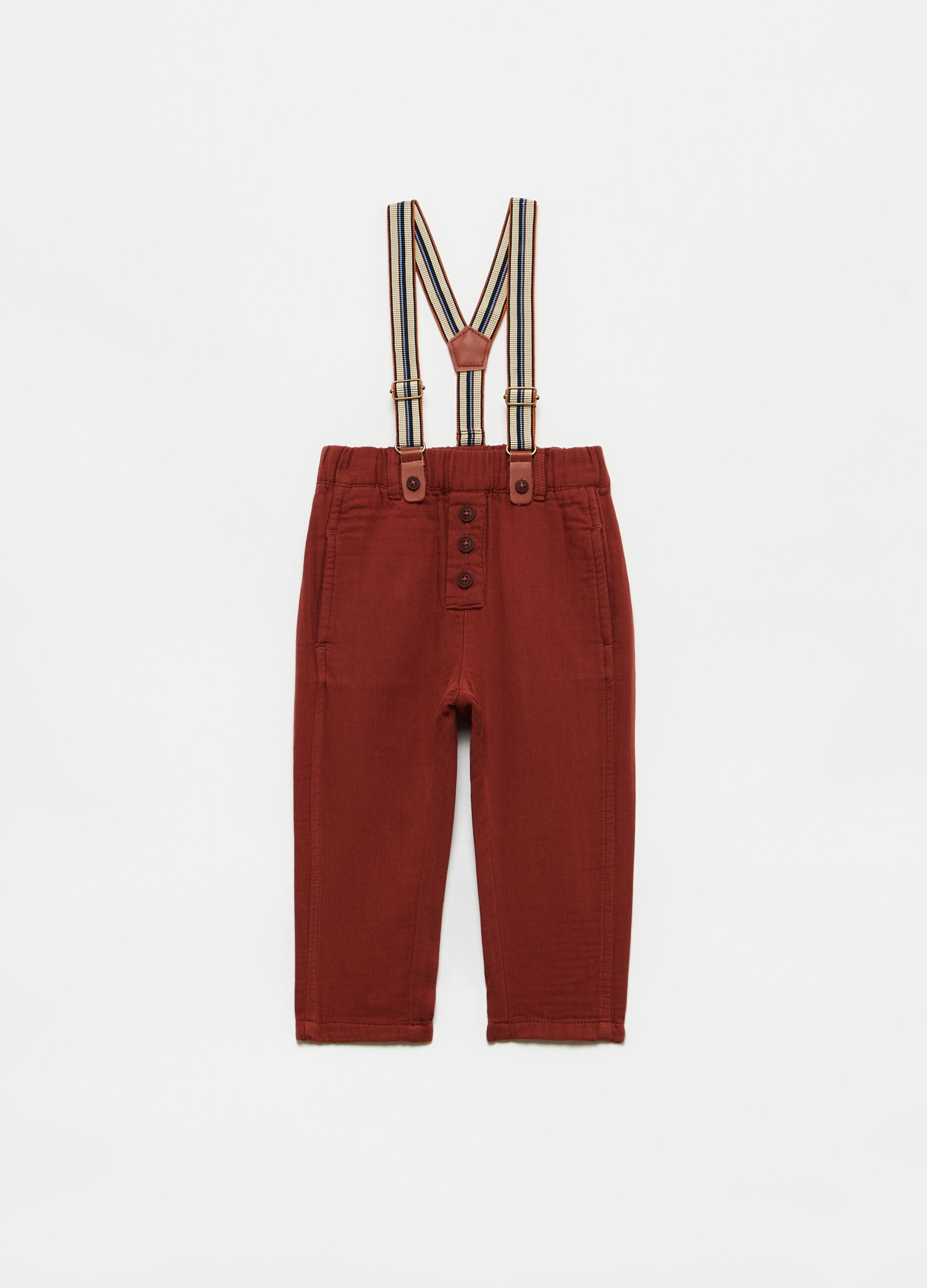 Cotton trousers with braces
