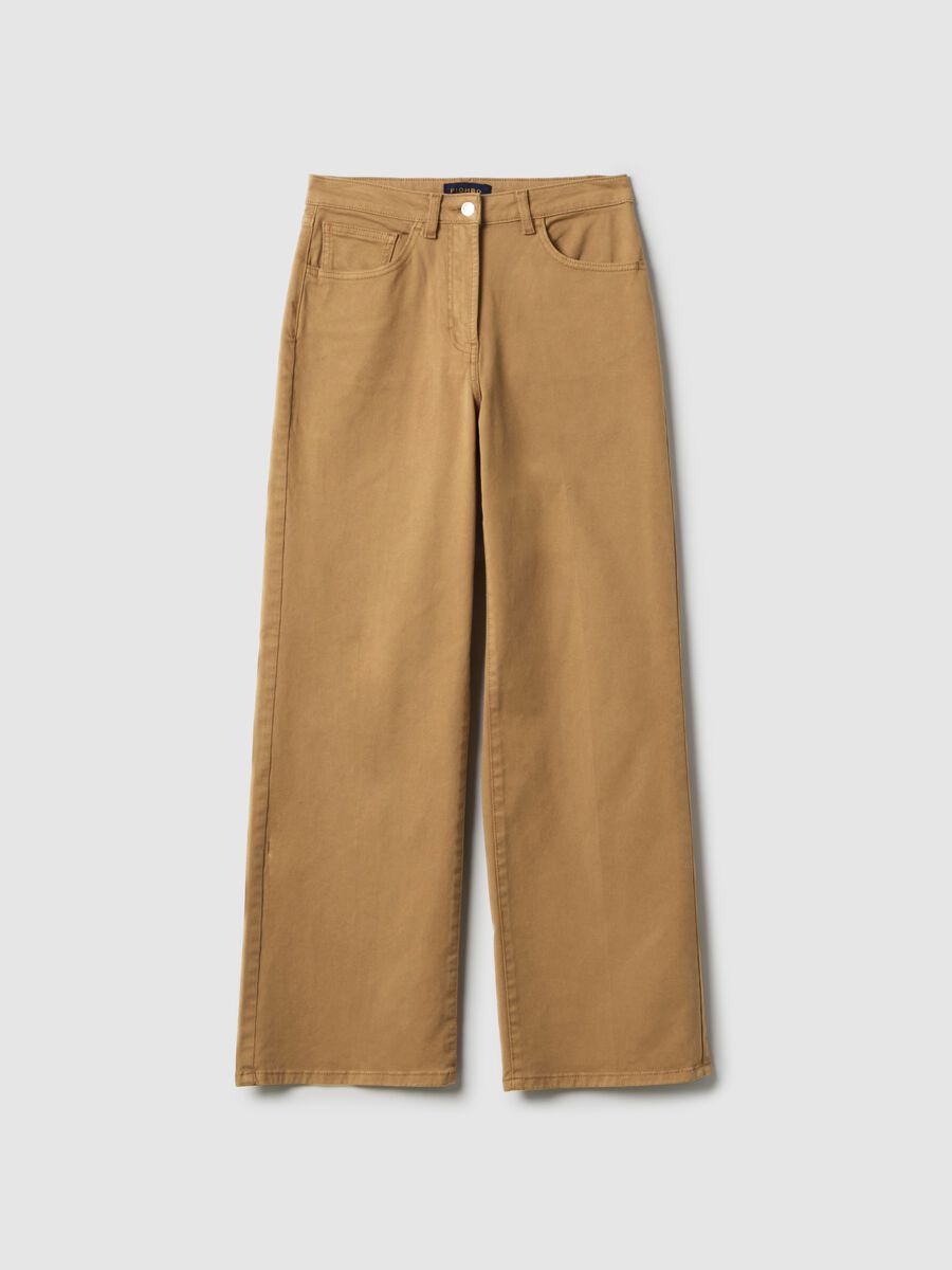 Pantaloni chino dritti in cotone elasticizzato marrone_4