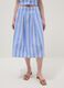 Blue striped pure cotton midi skirt_1