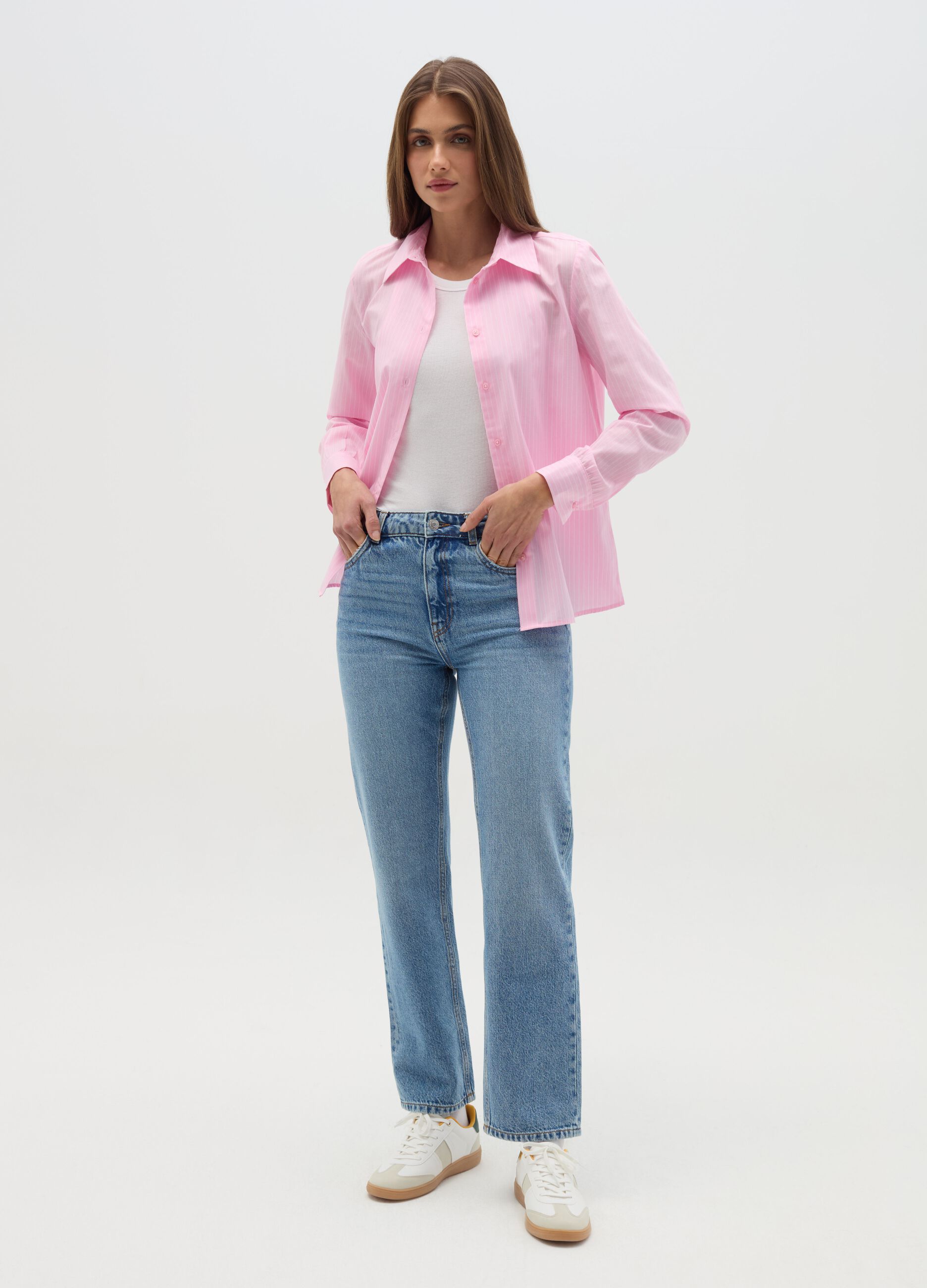 Curvy shirt in cotton blend